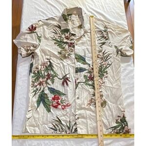 Aeropostale Hawaiian Shirt Men Large White Floral Short Sleeve Button Down Shirt